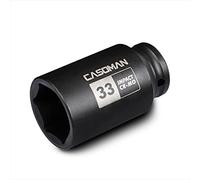 CASOMAN 1/2" Drive x 33 mm Deep 6 PT Impact Socket, CR-MO, 1/2-inch Drive 6 Point Axle Nut Socket for Easy Removal of Axle Shaft Nuts (33MM)