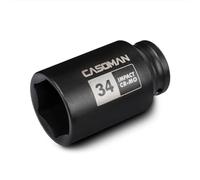 CASOMAN 1/2" Drive x 34 mm Deep 6 PT Impact Socket, CR-MO, 1/2-inch Drive 6 Point Axle Nut Socket for Easy Removal of Axle Shaft Nuts (34MM)
