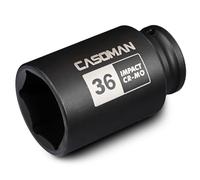 CASOMAN 1/2" Drive x 36 mm Deep 6 PT Impact Socket, CR-MO, 1/2-inch Drive 6 Point Axle Nut Socket for Easy Removal of Axle Shaft Nuts (36MM)
