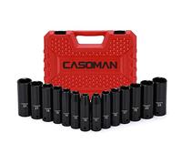 CASOMAN 1/2-Inch Drive Deep Impact Socket Set, Metric, Cr-V, 6-Point, 10 mm - 24 mm, 14-Sockets Set
