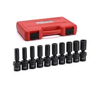CASOMAN 10 PCS 1/2" Drive Deep Universal Impact Socket Set, Metric,10-19mm, Swivel Sockets, Flexible,CR-V