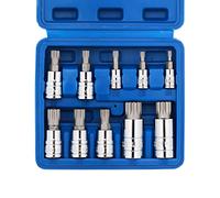 CASOMAN 10 piezas de 1/4 pulgadas, 3/8 pulgadas y 1/2 pulgadas XZN Triple Square Spline Bit Socket Set, M4-M18, 12 puntos a prueba de manipulaciones, enchufes Cr-V y brocas de acero S2