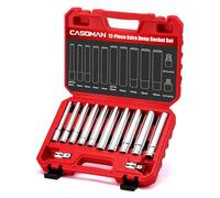 CASOMAN 12 unidades de 3/8 pulgadas y 1/2 pulgadas con estuche de almacenamiento, 6 puntos, 8 mm a 19 mm, métrico, CR-V, incluye adaptadores