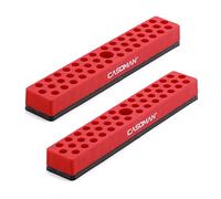 CASOMAN 2 organizadores de brocas hexagonales de 1/4 pulgadas con base magnética, color rojo, organizador de brocas de 86 agujeros con base magnética fuerte, organizador de brocas magnético para tu