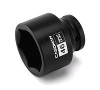 CASOMAN Enchufe de impacto estándar 6PT de 3/4 pulgadas, poco profundo, métrico, CR-MO, 6 puntos para una fácil extracción de las tuercas del eje (46 mm)