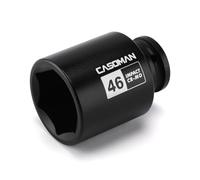 CASOMAN Enchufe de impacto profundo de 3/4 pulgadas, 46 mm, vaso de impacto jumbo, métrico, 6 puntos, CR-MO, acabado de fosfato negro