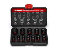 CASOMAN Juego de 12 llaves de impacto de longitud media de 3/8 pulgadas, 12 puntos, SAE, 5/16 pulgadas a 1 pulgada, acero CR-MO, con caja de almacenamiento