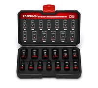 CASOMAN Juego de 13 llaves de impacto de longitud media de 3/8 pulgadas, 12 puntos, métricos, 7 mm - 19 mm, acero CR-MO, con caja de almacenamiento
