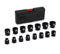 CASOMAN Juego de 15 enchufes de impacto de 1/2 pulgadas, 10 mm - 24 mm, sin salidas, 6 puntos, Cr-Mo, conector corto para zonas estrechas