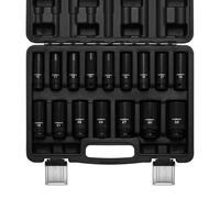 CASOMAN Juego de 16 llaves de impacto métricas de 1/2 pulgada, 10 a 32 mm, 6 puntos de impacto profundo, CR-V