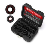 CASOMAN Juego de 19 enchufes Torx Plus externos, 6 y 5 puntos EP EP4-EP32 con 1/2 pulgadas, 3/8 pulgadas y 1/4 pulgadas Dr. EP8.8 compatible con Tesla, acero Cr-V