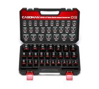 CASOMAN Juego de 26 llaves de impacto estándar de 1/2 pulgada, 12 puntos, métricos, 10 mm - 36 mm, acero CR-MO, con caja de almacenamiento