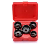 CASOMAN Juego de 5 zócalos de filtro de aceite de perfil bajo de 3/8 pulgadas, removedor de tapa de filtro de aceite e instalador de herramientas, 6 puntos, 24 mm, 27 mm, 29 mm, 32 mm, 36 mm, CR-V