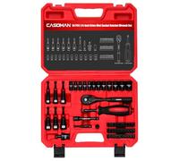 CASOMAN Juego de 56 llaves de trinquete de 1/4 pulgadas, métricas poco profundas (4-14 mm), 6 puntos, con mini llave de trinquete de 72 dientes