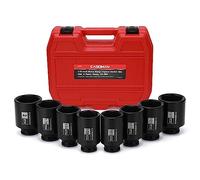 CASOMAN Juego de 8 llaves de vaso de impacto profundo Dr. SAE, 1-9/16 a 2 pulgadas, 6 puntos, juego de llaves de impacto para tuerca de eje de eje, CR-MO, grado de impacto