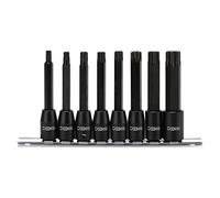CASOMAN Juego de 8 zócalos Torx extra largos de 3/8 pulgadas, T30-T70, acero S2, broca Torx de 3.5 pulgadas de longitud en 3/8 pulgadas Dr., Herramientas