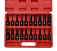 CASOMAN Juego de controladores hexagonales de impacto de 1 2 SAE métrico 1 4 3 4 6mm 19mm acero CrMo grado de impacto construcción de una pieza juego de llaves Allen de 20 piezas de 1 2