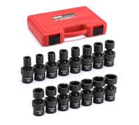CASOMAN Juego de dados de impacto universal estándar de 15 piezas de 1/2", 6 puntos, métrico, de 10 a 24 mm