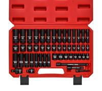 CASOMAN Juego de Llaves de Impacto de 3/8 Pulgadas, 48 Piezas SAE y Métricas (5/16" a 3/4" y 8-22 mm), 6 Puntos, Enchufes de Acero Cr-V