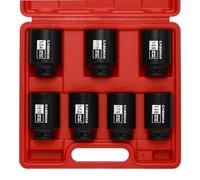 CASOMAN Juego de llaves de impacto de tuerca de eje profundo de 1/2 pulgada, juego de llaves de impacto profundo de 1/2 pulgada, Cr-Mo, 6 puntos, 1-3/8 pulgadas - 1-3/4 pulgadas, juego de 7 llaves de