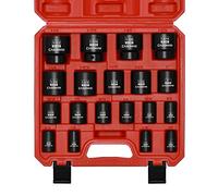 CASOMAN Juego de llaves de impacto estándar de 1/2 pulgada, SAE, poco profundas, de 3/8 a 1-1/2 pulgadas, acero de aleación Cr-Mo, diseño de esquina de radio, grado de impacto