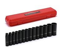CASOMAN Juego de llaves de impacto profundo de 1/2 pulgadas, juego de 14 piezas, 10 mm-27 mm, CR-MO, métrico, estuche de almacenamiento resistente