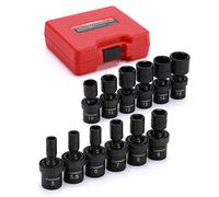 CASOMAN Juego de llaves de impacto universales poco profundas de 1/4 pulgadas, métricas, juego de 12 piezas, 5 mm a 15 mm, 6 puntos, Cr-Mo, enchufe giratorio