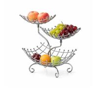 CASOME Soporte Frutero De 3 Niveles, Organizador Metálico Para Encimera De Cocina, Estante Decorativo Para Almacenar Frutas, Aperitivos, Pan Y Productos Frescos(Silver)