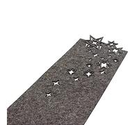 Casoro Camino de mesa de Navidad de fieltro noble en antracita, moderno camino de mesa en diseño de estrellas, aprox. 24 x 140 cm, lavable, sencillo accesorio de mesa en diseño elegante
