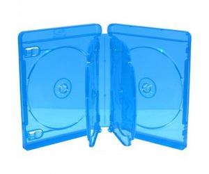 Casos BLU-Ray para 6 Discos, 22 mm, Machine-Pack-Quality, Azul, Transparente, 10 Unidades