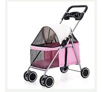 CASOTA Cochecito De Viaje for Mascotas Cochecito Plegable for Mascotas Cochecito for Perros Grande 4 Ruedas A Prueba De Golpes Durable Lavable,Red (Color : Roze)