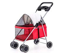 CASOTA Cochecito de Viaje for Mascotas Cochecito Plegable for Mascotas Cochecito for Perros Grande A Prueba de Golpes Durable Lavable 4 Ruedas,Red (Color : Rosso)
