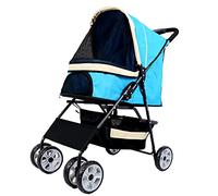 CASOTA Cochecito de Viaje for Mascotas, Cochecito Plegable for Perros y Gatos, Almacenamiento, Ventana de Malla de Freno for Perros pequeños y medianos de 4 Ruedas