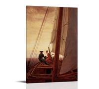 Caspar David Friedrich On the Sailing Boat", obra maestra, póster decorativo para decoración de pared, lienzo impreso para el hogar, oficina, dormitorio y sala de estar, 60 x 90 cm