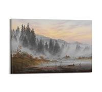 Caspar David Friedrich Painter Works - Póster de pared con diseño de obras de pintor "La mañana", impresión en lienzo para dormitorio, sala de estar, 50 x 75 cm