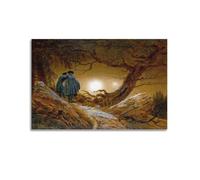 Caspar David Friedrich Pintor Works Dos hombres contemplando la luna, 2 pósteres de arte de pared, lienzo para sala de estar, dormitorio, decoración de obras de arte de 20 x 30 cm