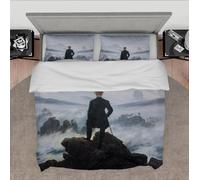Caspar David Friedrich Style Funda de edredón Set 3 Piezas The Wanderer Above The Sea of Fog Juego de Ropa de Cama de Dormitorio con 2 Almohadas Shams Cremallera 140 x 220 cm