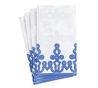 Caspari Dessin Passementerie Servilletas desechables de papel de lino para baño en azul Riviera - 12 unidades