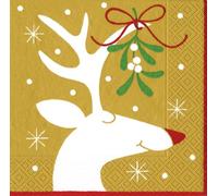 Caspari Entertaining with Caspari Under The Mistletoe - Servilletas de Papel (20 Unidades), Color Dorado