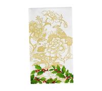 Caspari Holly - Servilletas de cerámica para invitados, color marfil y dorado, 15 unidades por paquete