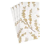 Caspari Inc. - Servilletas Decorativas (Papel, 15 Unidades), diseño de Ramas de Bayas, Color Dorado y Blanco
