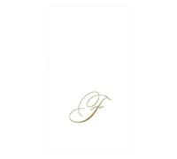 Caspari Paper Linen Towels, Initial F, Pack of 24 White Pearl-Toallas de Papel de Lino para Invitados, Monograma Inicial F, Paquete de 24, Blanco, Guest Towel
