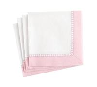 Caspari Servilletas de cóctel de papel en caja con borde de lino en color rosa pétalo, 40 por caja