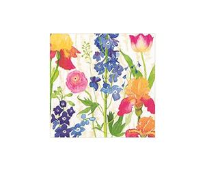 Caspari Servilletas de cóctel de papel para jardín de verano en color blanco, 20 por paquete