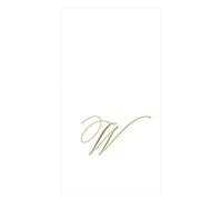 Caspari " Signature Gold Initial W Paper Linen Guest Towels, White Pearl, Pack of 24