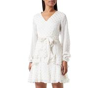 caspio Vestido con Bordado, Blanca Lana con Puntos Dorados, XS para Mujer