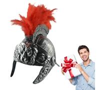 Casques Romains Avec De Plumes Rouges - Casques De Gladiateur Avec Protections Latérales Et Visière Mobile, Casques Authentiques, Casques De Guerrier Romain Pour Adultes | Casques Sol