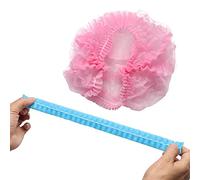 Casquillo de la ducha 100 UNIDS Baño de malla elástico plisado desechable 100 unids Hombrero de baño sin tejido para la extensión de la pestaña Casca de ducha transparente impermeable nuevo