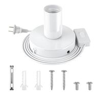 Casquillo e27 Portalamparas Con 1,8 m de Cable y Botones de Interruptor Portalámparas para Dormitorio Chimenea Pared Café Halloween Navidad Blanco (No Hay Bombillas Incluidas/Estándar de EE. UU)