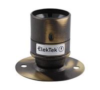 Casquillo ES E27 ElekTek de rosca Edison fijo y con faldón sencillo, ideal para el montaje en superficie de bombillas de filamento vintage Latón Envejecido Cepillado